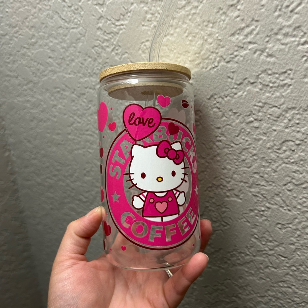 Hello Kitty Starbucks Glass Tumbler